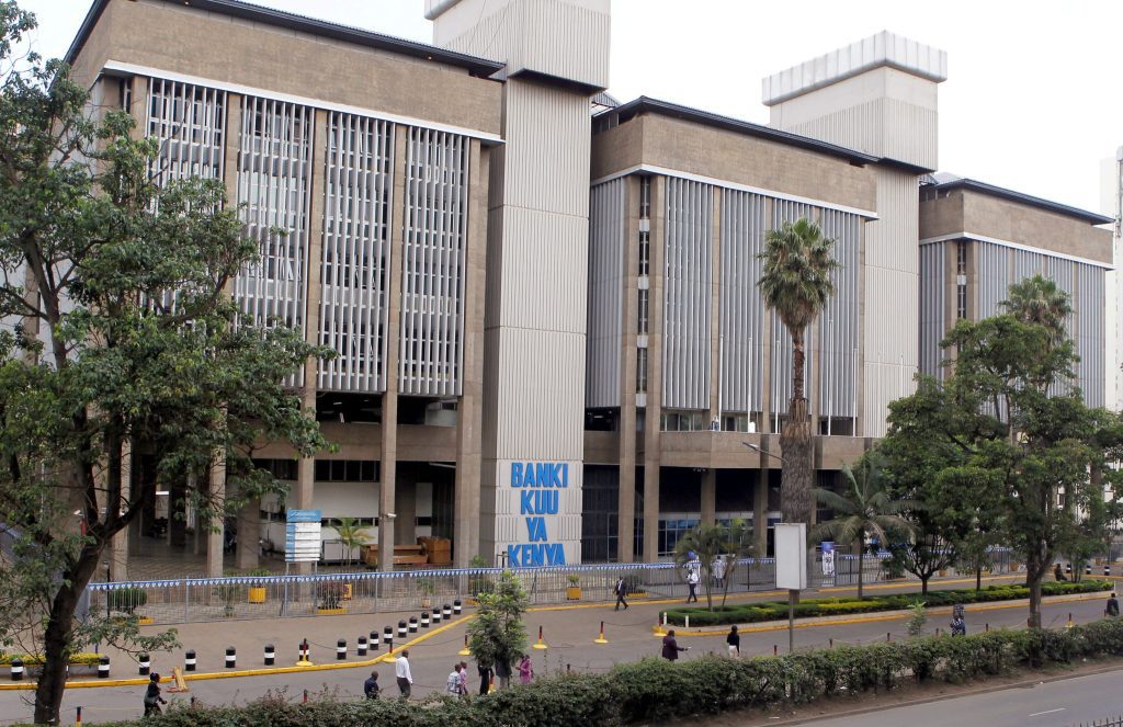 A general view shows the Central Bank of Kenya headquarters building along Haile Selassie Avenue in Na